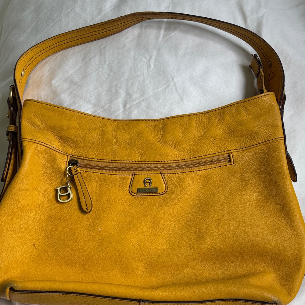 Vintage Etienne Aigner Yellow Leather Shoulder Bag